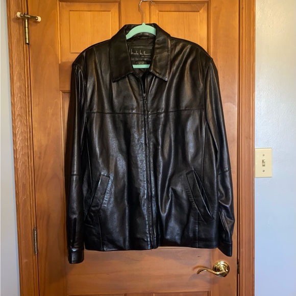 Nicole Miller New York Mens Black Leather Lined Zipper Jacket Size L - Picture 2 of 11